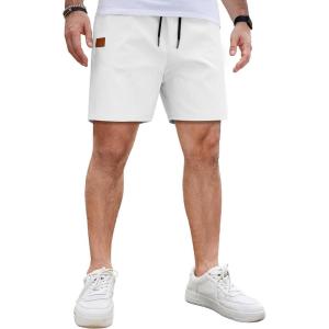 image:imageCOOFANDY Mens Casual Cotton Shorts Summer Beach 5 Inch Shorts Lightweight Drawstring Elastic Waist Chino Golf ShortsWhite