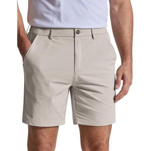 image:imageCOOFANDY Mens Casual Shorts 7 Stretch Golf Shorts with 4 Pockets Quick Dry Lightweight Shorts Dress for Hiking WorkLight Khaki