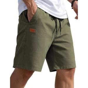 image:imageCOOFANDY Mens Casual Shorts 9 Chino Cotton Shorts Summer Beach Drawstring Shorts with PocketsLight Green
