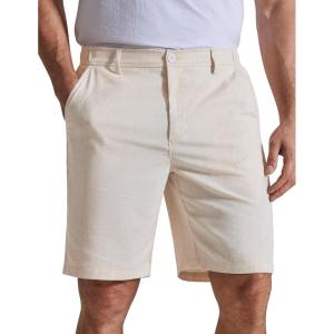 image:imageCOOFANDY Mens Casual Shorts 9 Flat Front Elastic Waist Linen Dress Shorts Lightweight Summer Outfits with PocketsBeige