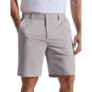 image:imageCOOFANDY Mens Casual Shorts 9 Flat Front Elastic Waist Linen Dress Shorts Lightweight Summer Outfits with PocketsLight Gray