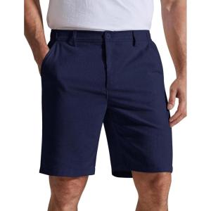 image:imageCOOFANDY Mens Casual Shorts 9 Flat Front Elastic Waist Linen Dress Shorts Lightweight Summer Outfits with PocketsNavy Blue