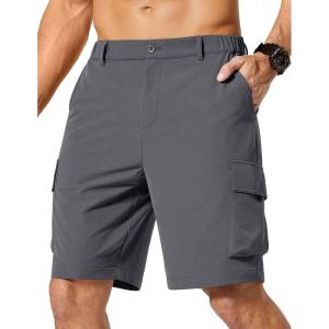 image:imageCOOFANDY Mens Casual Shorts 9 Lightweight Cargo Shorts for Golf Hiking Work Fishing with 5 PocketsDark Gray