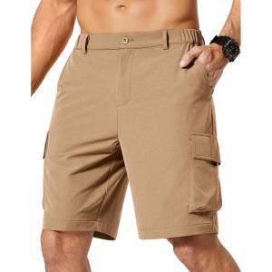 image:imageCOOFANDY Mens Casual Shorts 9 Lightweight Cargo Shorts for Golf Hiking Work Fishing with 5 PocketsKhaki