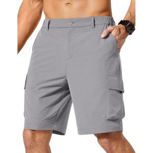 image:imageCOOFANDY Mens Casual Shorts 9 Lightweight Cargo Shorts for Golf Hiking Work Fishing with 5 PocketsLight Gray