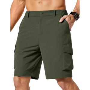 image:imageCOOFANDY Mens Casual Shorts 9 Lightweight Cargo Shorts for Golf Hiking Work Fishing with 5 PocketsOlive Green