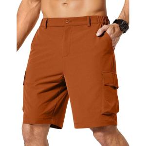image:imageCOOFANDY Mens Casual Shorts 9 Lightweight Cargo Shorts for Golf Hiking Work Fishing with 5 PocketsOrange