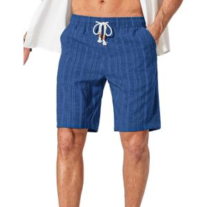 image:imageCOOFANDY Mens Casual Shorts 9 Summer Beach Shorts Drawstring Elastic Waist Shorts with PocketsDark Blue