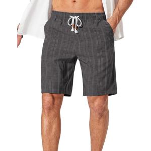 image:imageCOOFANDY Mens Casual Shorts 9 Summer Beach Shorts Drawstring Elastic Waist Shorts with PocketsDark Gray