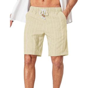 image:imageCOOFANDY Mens Casual Shorts 9 Summer Beach Shorts Drawstring Elastic Waist Shorts with PocketsKhaki