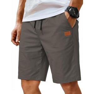 image:imageCOOFANDY Mens Casual Shorts Cotton Elastic Waist Drawstring Shorts Lightweight Summer Beach ShortsAdark Grey
