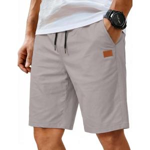 image:imageCOOFANDY Mens Casual Shorts Cotton Elastic Waist Drawstring Shorts Lightweight Summer Beach ShortsAlight Grey