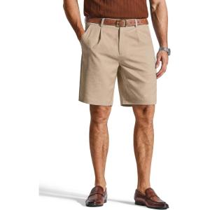 image:imageCOOFANDY Mens Casual Shorts Pleated Front 9 Linen Textured Dress ShortsKhaki