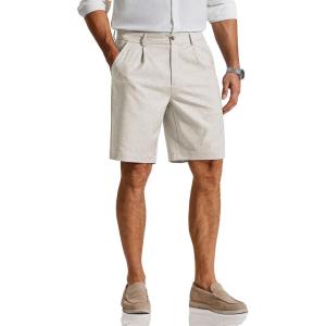 image:imageCOOFANDY Mens Casual Shorts Pleated Front 9 Linen Textured Dress ShortsOffwhite