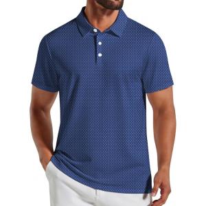 image:imageCOOFANDY Mens Golf Polo Shirts Short Sleeve Quick Dry Performance Moisture Wicking Golf Shirts Casual Print Collared ShirtNavy Blue Cross