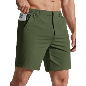 image:imageCOOFANDY Mens Golf Shorts 7 Inseam Lightweight Quick Dry Shorts Elastic Waistband with 3 Pockets UPF50Army Green