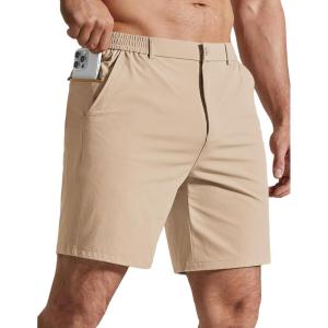 image:imageCOOFANDY Mens Golf Shorts 7 Inseam Lightweight Quick Dry Shorts Elastic Waistband with 3 Pockets UPF50Khaki