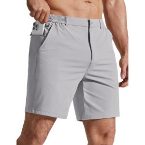 image:imageCOOFANDY Mens Golf Shorts 7 Inseam Lightweight Quick Dry Shorts Elastic Waistband with 3 Pockets UPF50Light Grey