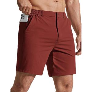 image:imageCOOFANDY Mens Golf Shorts 7 Inseam Lightweight Quick Dry Shorts Elastic Waistband with 3 Pockets UPF50Wine Red
