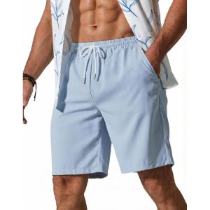 image:imageCOOFANDY Mens Hawaiian Beach Shorts Elastic Waist Drawstring Lightweight Summer Casual Shorts with PocketBlue