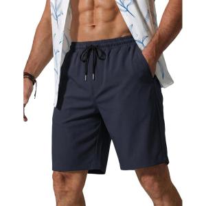image:imageCOOFANDY Mens Hawaiian Beach Shorts Elastic Waist Drawstring Lightweight Summer Casual Shorts with PocketNavy