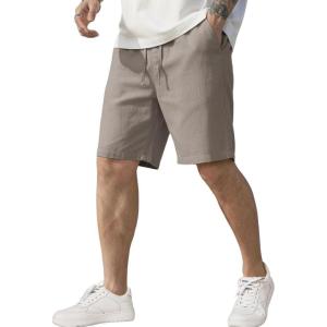 image:imageCOOFANDY Mens Linen Shorts Casual Elastic Waist Drawstring Short Summer Beach Vacation ShortsMedium Gray