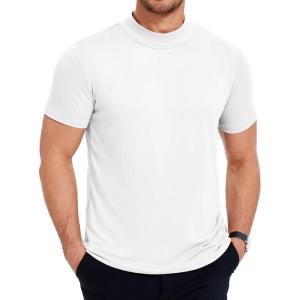 image:imageCOOFANDY Mens Mock Turtleneck T Shirt Short Sleeve Slim Fit Basic Casual Solid Color Pullover TeeAwhite