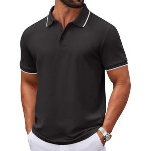 image:imageCOOFANDY Mens Polo Shirts Classic Short Sleeve Polo T Shirts Cotton Pique Casual Summer Fashion Golf ShirtBlack