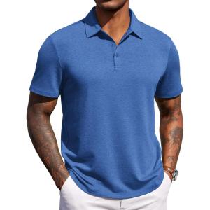 image:imageCOOFANDY Mens Polo Shirts Short Sleeve Casual Summer Polo Tee Classic Collared Golf Stylish TopsBlue