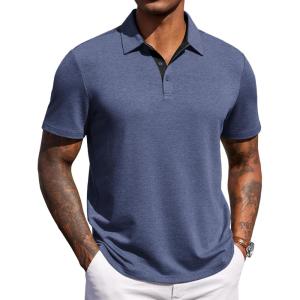 image:imageCOOFANDY Mens Polo Shirts Short Sleeve Casual Summer Polo Tee Classic Collared Golf Stylish TopsNavy Bluenew