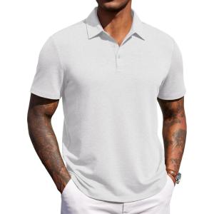 image:imageCOOFANDY Mens Polo Shirts Short Sleeve Casual Summer Polo Tee Classic Collared Golf Stylish TopsWhite