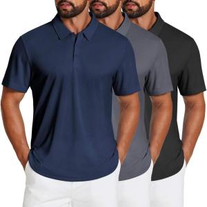 image:imageCOOFANDY Mens Polo Shirts Short Sleeve Golf Shirt Moisture Wicking Quick Dry Performance Polo Shirts for MenBlacknavydark Grey