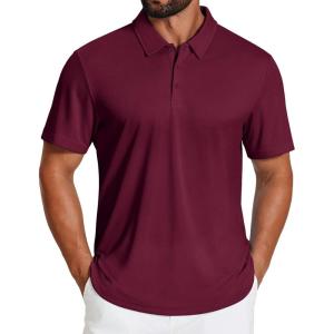 image:imageCOOFANDY Mens Polo Shirts Short Sleeve Golf Shirt Moisture Wicking Quick Dry Performance Polo Shirts for MenDark Red