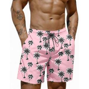 image:imageCOOFANDY Mens Swim Trunks 7 inch Bathing Suit with Mesh Liner Swim Shorts Board Short SwimsuitPink Coconut Tree