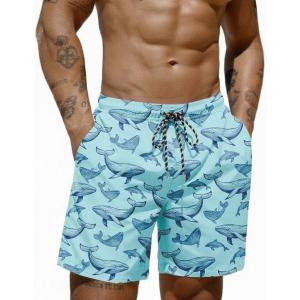 image:imageCOOFANDY Mens Swim Trunks 7 inch Bathing Suit with Mesh Liner Swim Shorts Board Short SwimsuitTurquoise Dolphin and Whale