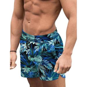image:imageCOOFANDY Mens Swim Trunks Quick Dry Board Shorts Swimsuit Swimwear Bathing SuitP Blue Green Leaf