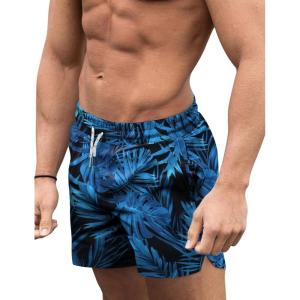 image:imageCOOFANDY Mens Swim Trunks Quick Dry Board Shorts Swimsuit Swimwear Bathing SuitP Blue Leaves