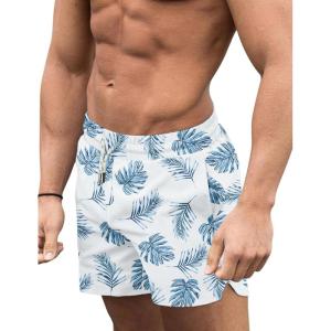 image:imageCOOFANDY Mens Swim Trunks Quick Dry Board Shorts Swimsuit Swimwear Bathing SuitP White Palm Leaf