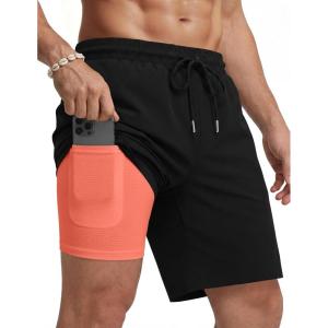 image:imageCOOFANDY Mens Swim Trunks with Compression Liner Quick Dry 7 Inch Bathing Suit Beach Short with Zipper PocketsBlack