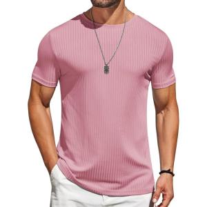 image:imageCOOFANDY Mens TShirts Short Sleeve Plain Tshirts Casual Crew Neck Basic T Shirt Soft Cooling Fitted Stretch Tee ShirtsPink