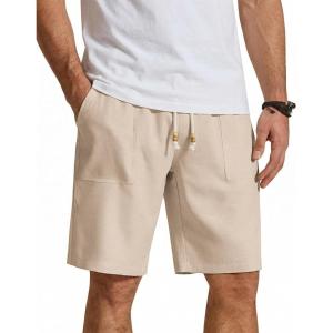 image:imageCOOFANDY Mens UltraLight 9 Summer Shorts Casual Drawstring Linen Shorts with PocketsBeige