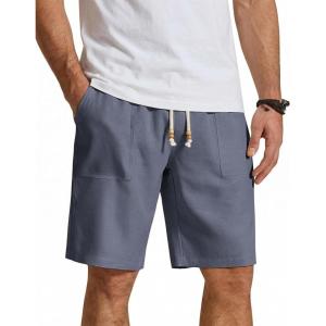 image:imageCOOFANDY Mens UltraLight 9 Summer Shorts Casual Drawstring Linen Shorts with PocketsBlue Grey
