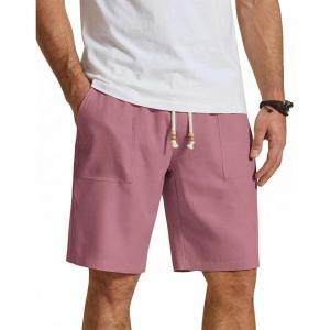 image:imageCOOFANDY Mens UltraLight 9 Summer Shorts Casual Drawstring Linen Shorts with PocketsDusty Pink