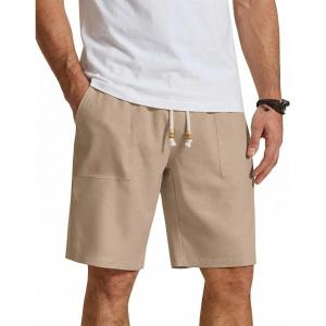 image:imageCOOFANDY Mens UltraLight 9 Summer Shorts Casual Drawstring Linen Shorts with PocketsKhaki