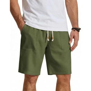 image:imageCOOFANDY Mens UltraLight 9 Summer Shorts Casual Drawstring Linen Shorts with PocketsOlive Green