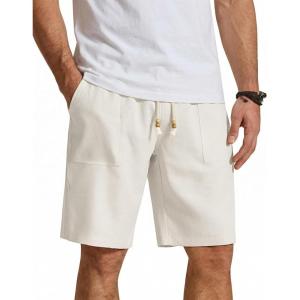 image:imageCOOFANDY Mens UltraLight 9 Summer Shorts Casual Drawstring Linen Shorts with PocketsWhite