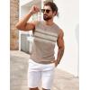 image:imageCOOFANDY Mens Casual Knitted Tank Tops Crew Neck Sleeveless Muscle T Shirts Summer Beach TopsKhakiIvory