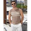 image:imageCOOFANDY Mens Casual Knitted Tank Tops Crew Neck Sleeveless Muscle T Shirts Summer Beach TopsKhakiIvory