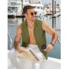 image:imageCOOFANDY Mens Sleeveless Button Up Shirts Summer Beach Tank Tops Collarless Casual Cruise Dress ShirtArmy Green