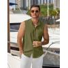 image:imageCOOFANDY Mens Sleeveless Button Up Shirts Summer Beach Tank Tops Collarless Casual Cruise Dress ShirtArmy Green